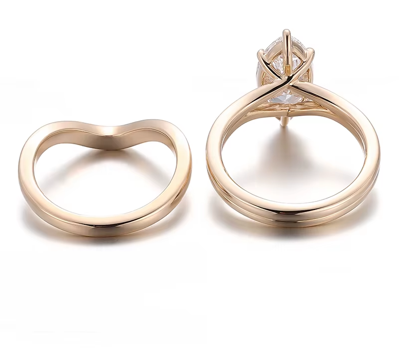 2ct Marquise Cut Lab Diamonds Ring Set | 10-18 Karat Solid Gold