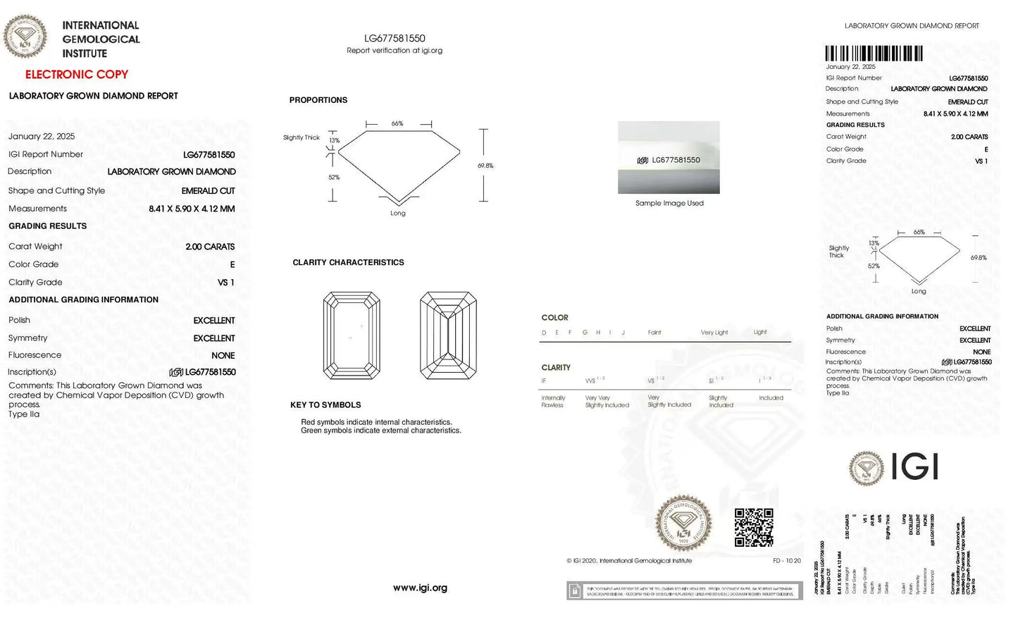 2CT Emerald Cut Lab Diamond | 18K White Gold