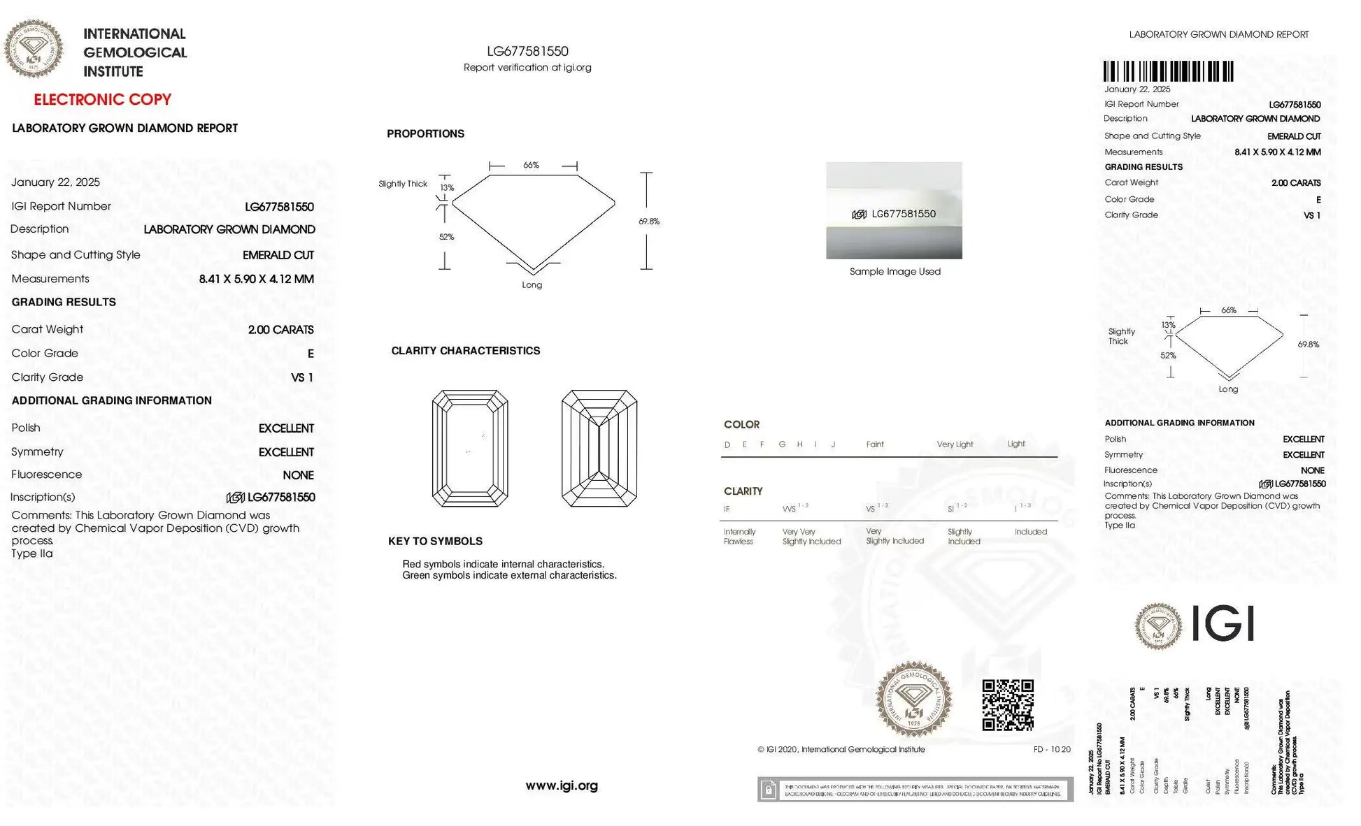 2CT Emerald Cut Lab Diamond | 18K White Gold