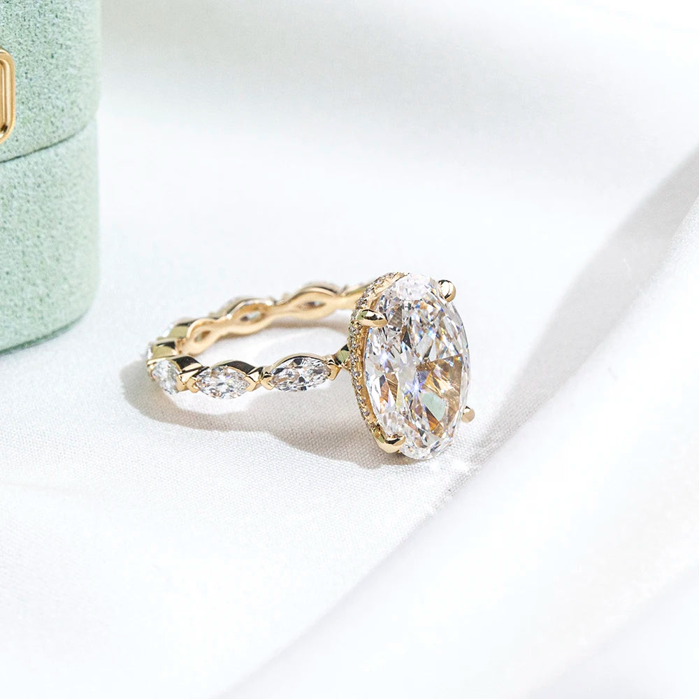 5CT Oval Lab Grown Diamond Ring | 18K Solid Gold Luxury Wedding Ring