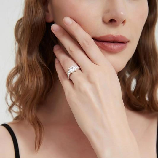 2 CT Princess Cut Lab Grown Diamond Ring | 14K White Gold