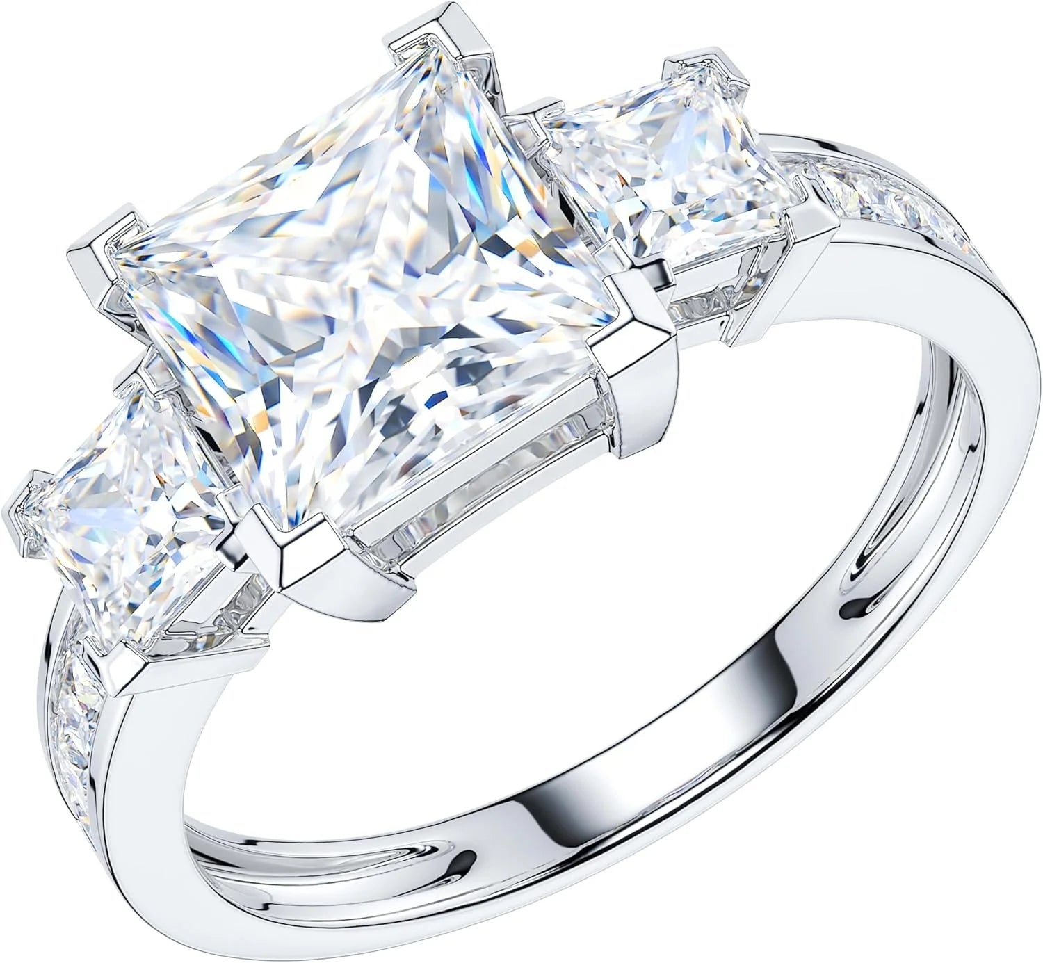 2 CT Princess Cut Lab Grown Diamond Ring | 14K White Gold